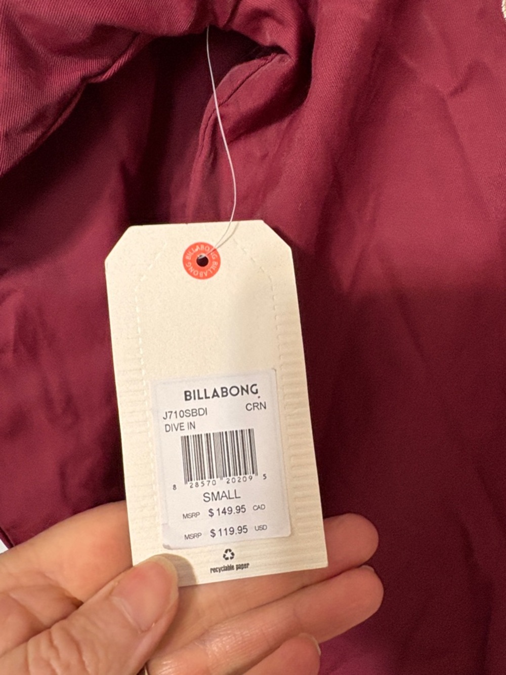 Billabong Dive In Coach Jacket Rose Embroidered Snap Front Size S NWT - Picture 5 of 6